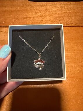 Silver toned Graduation Cap Pendant Necklace - Women Jewelry